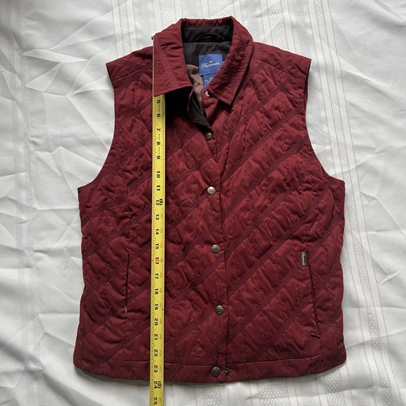 Vintage Faconnable Red Quilted Insulated Vest Womens M Layering Button Collared - Picture 2 of 12